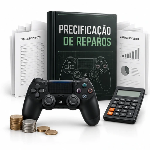 Mockup ilustrativo: Guia de Precificação de Reparos